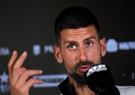 Djokovic, en rueda de prensa en el Mutua Madrid Open 2025.